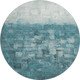 8' Teal And Ivory Abstract Washable Round Rug With UV Protection