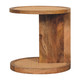 18" Brown Rattan and Solid Wood Round End Table