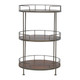 35" Brown Solid Wood and Iron Round End Table With Three Shelves