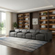 170" Dark Gray Top Grain Leather Reclining Metal USB Sofa