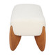 50" Ivory and Brown Boucle and Solid Wood Upholstered Bench