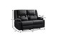 62" Black Faux Leather Manual Reclining Loveseat With Storage and Toss Pillows