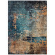 10' X 14' Teal Blue Black And Copper Abstract Washable Indoor Outdoor Area Rug