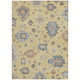 8' X 10' Gold Brown And Blue Floral Washable Indoor Outdoor Area Rug