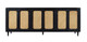 94" Black Distressed Solid Wood Sideboard with Six Doors