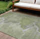 9' X 12' Green And Beige Abstract Washable Indoor Outdoor Area Rug