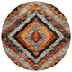 8' Terra Cotta And Gray Round Aztec Washable Indoor Outdoor Area Rug