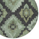 8' Artichoke Green And Charcoal Round Aztec Washable Indoor Outdoor Area Rug