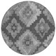 8' Gray And Charcoal Round Aztec Washable Indoor Outdoor Area Rug