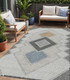 5' X 8' Gray Gold And Charcoal Geometric Washable Indoor Outdoor Area Rug