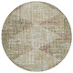 8' Fern Green And Beige Round Geometric Washable Indoor Outdoor Area Rug