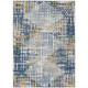 9' X 12' Navy Blue And Beige Geometric Washable Indoor Outdoor Area Rug