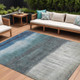 10' X 14' Blue And Gray Abstract Washable Indoor Outdoor Area Rug