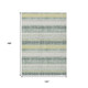 10' X 14' Pale Aqua And Lime Green Striped Washable Indoor Outdoor Area Rug