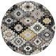 8' Black Wheat And Gray Round Southwestern Washable Indoor Outdoor Area Rug