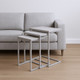 Set of Three Antiqued White Solid Wood and Steel Frame Nested Tables