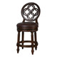 26" Dark Brown and Walnut Faux Leather and Solid Wood Counter Height Swivel Bar Chair