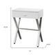 22" Silver And White Wood And Metal End Table With Drawer