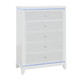 36" White Faux Crystal Glitter Wood Lighted Five Drawer Dresser