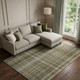 9' X 12' Taupe And Coffee Plaid Washable Area Rug With UV Protection