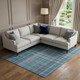 10' X 14' Teal And Gray Plaid Washable Area Rug With UV Protection