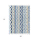 9' X 12' Blue Khaki And Ivory Striped Washable Indoor Outdoor Area Rug