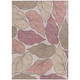10' X 14' Blush And Ivory Botanical Leaves Washable Indoor Outdoor Area Rug