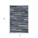 10' X 14' Navy Blue Ivory And Gray Striped Washable Area Rug With UV Protection