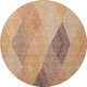 8' Orange Salmon And Ivory Geometric Washable Round Rug With UV Protection