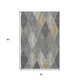 3' X 5' Pewter Gold And Ivory Geometric Washable Area Rug With UV Protection