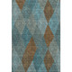 10' X 14' Teal And Brown Geometric Washable Area Rug With UV Protection