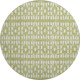 8' Artichoke Green And Ivory Geometric Washable Round Rug With UV Protection