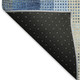 8' Denim Blue Gray And Beige Plaid Washable Round Rug With UV Protection