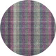 8' Plum Sage And Gray Plaid Washable Round Rug With UV Protection