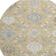 8' Gold Gray And Ivory Damask Washable Round Rug With UV Protection