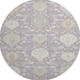 8' Lavender Gold And Ivory Damask Washable Round Rug With UV Protection