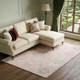 8' X 10' Pink Gray And Ivory Damask Washable Area Rug With UV Protection