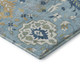 9' X 12' Sky Blue Gold And Gray Damask Washable Area Rug With UV Protection