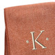 55" X 70" Terra Cotta And White Herringbone Cotton Blend K Initial Throw Blanket with Tassels And Embroidery