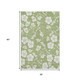 3' X 5' Artichoke Green And Ivory Floral Washable Area Rug With UV Protection