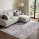 9' X 12' Lavender Ivory And Beige Abstract Washable Area Rug With UV Protection