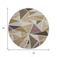 8' Beige Brown And Mauve Geometric Washable Round Rug With UV Protection