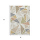 3' X 5' Ivory Gold And Green Geometric Washable Area Rug With UV Protection