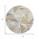 8' Ivory Gold And Green Geometric Washable Round Rug With UV Protection
