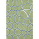 5' X 8' Artichoke Green Ivory And Blue Geometric Washable Area Rug With UV Protection
