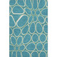3' X 5' Teal Ivory And Green Geometric Washable Area Rug With UV Protection