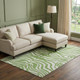 10' X 14' Green And Ivory Animal Print Washable Area Rug With UV Protection