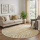 8' Gold And Ivory Animal Print Washable Round Rug With UV Protection