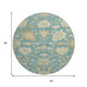 8' Teal Beige And Copper Floral Medallion Washable Round Rug With UV Protection