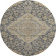 8' Charcoal Copper And Gray Floral Medallion Washable Round Rug With UV Protection